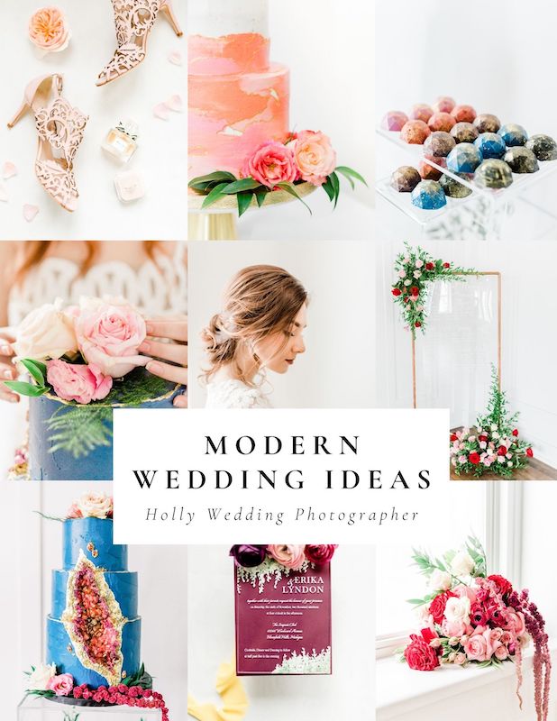Photo collage of modern wedding ideas