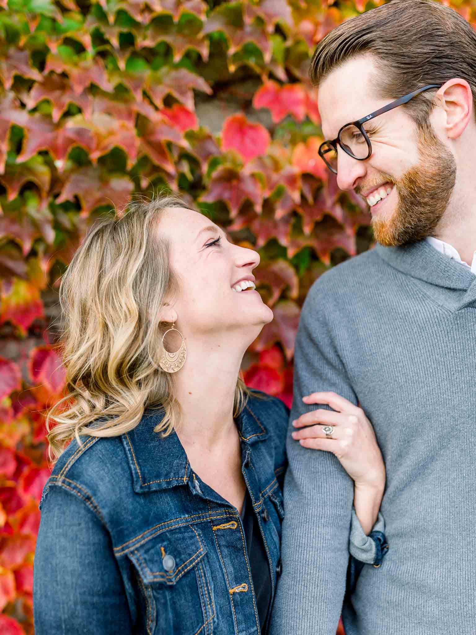 Best Bay City photographer couple fall engagement in Downtown Bay City