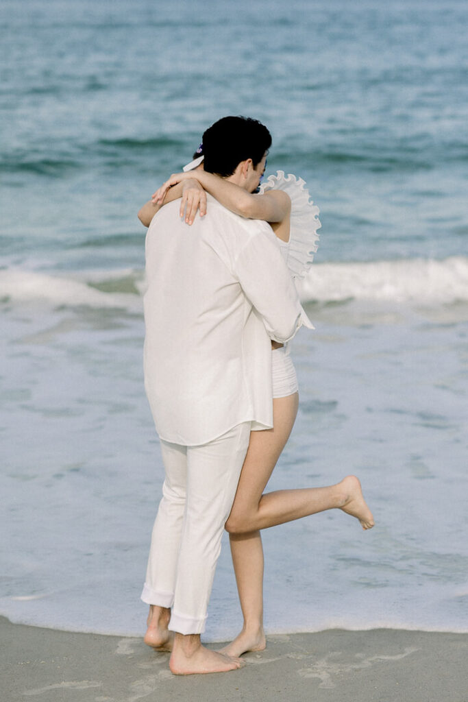 romantic Michigan beach engagement session