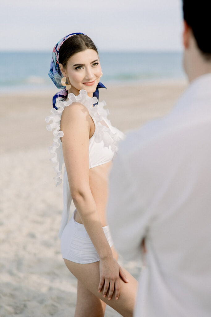 romantic Michigan beach engagement session