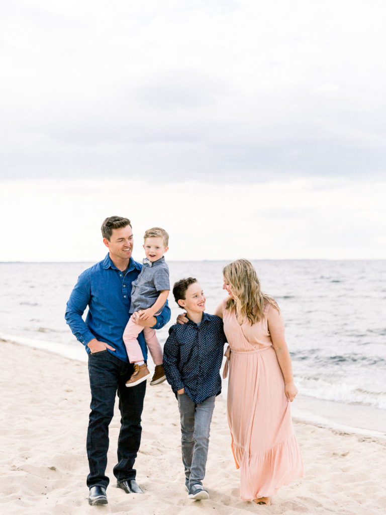 summer beach family session by best Bay City family photographer