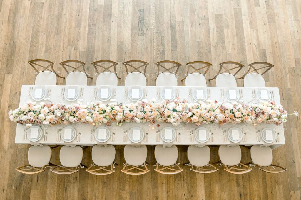 River Bottoms Ranch wedding in Utah tablescape from bird view