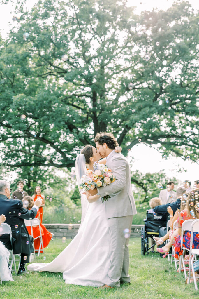Indian Springs Metropark wildflower wedding idea first kiss