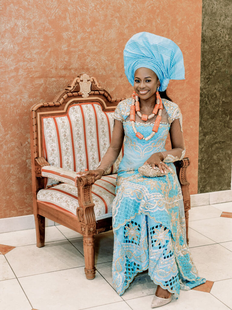 Michigan Nigerian bride in traditional Nigerian attire 