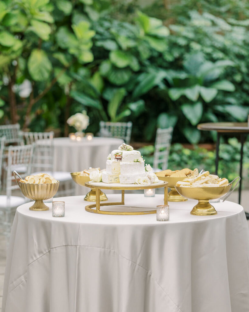 Planterra Conservatory wedding dessert table with cheese cake