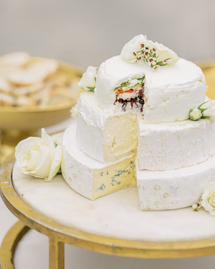 cheese wedding cake with rose