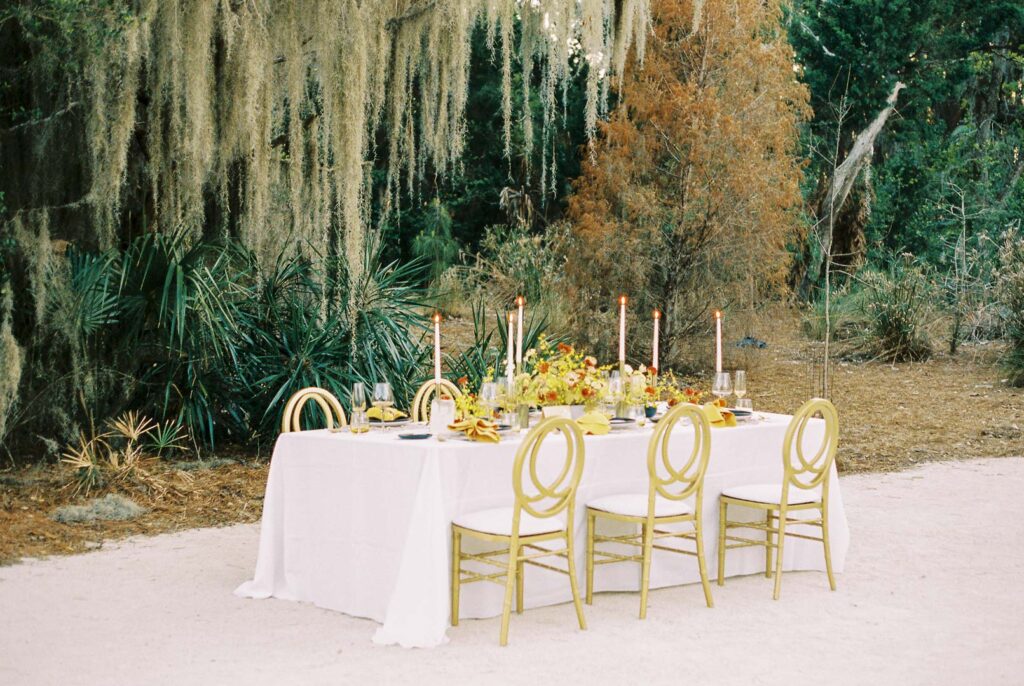 Florida African inspired wedding reception details on film by Joy Proctor Design