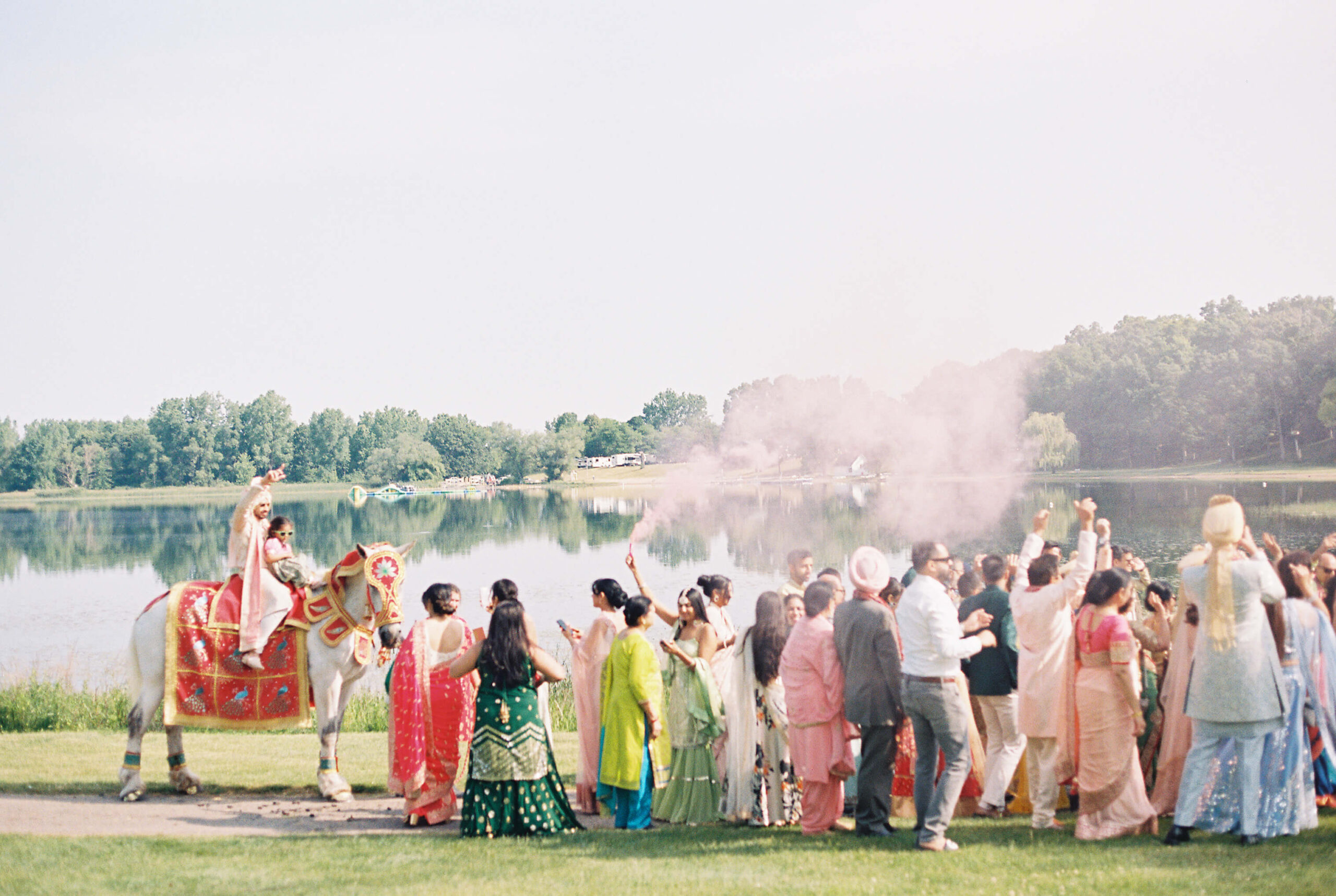IndianBaraat Ceremony with Colorful Smoke Bomb