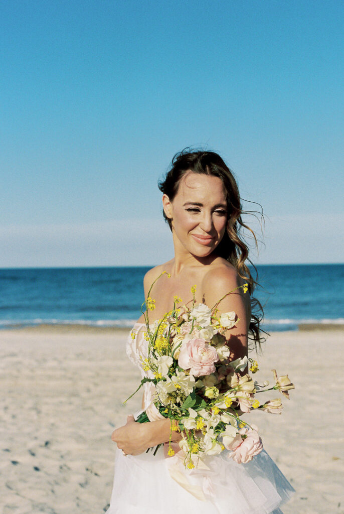 Omni Amelia Island Resort bridal portrait with veil wedding on film