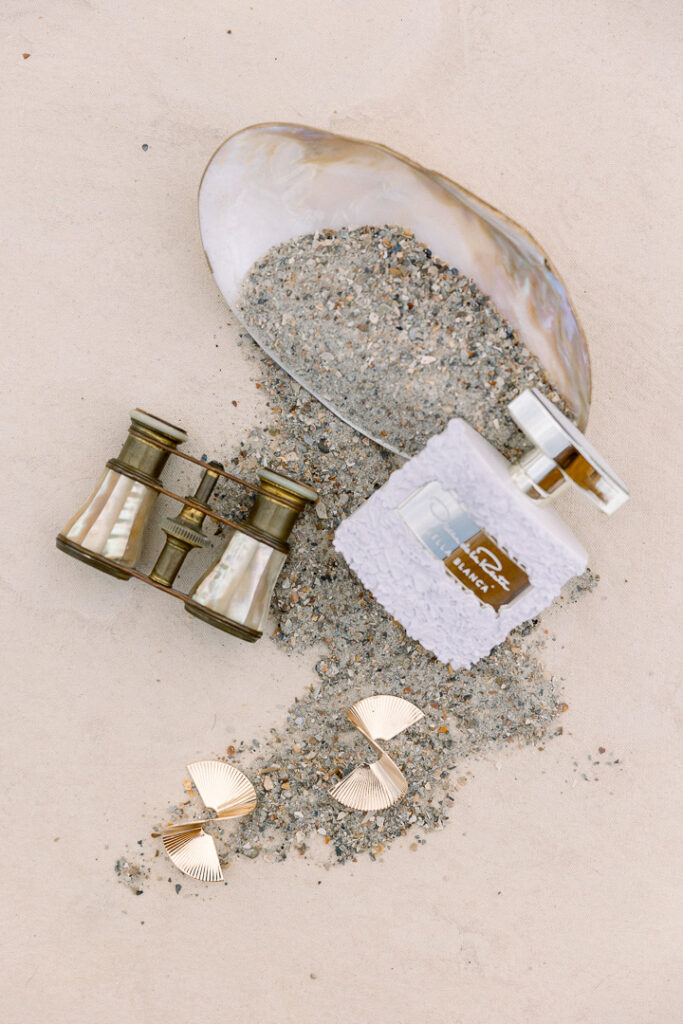 Omni Amelia Island Resort Wedding bridal details sand shell and perfume