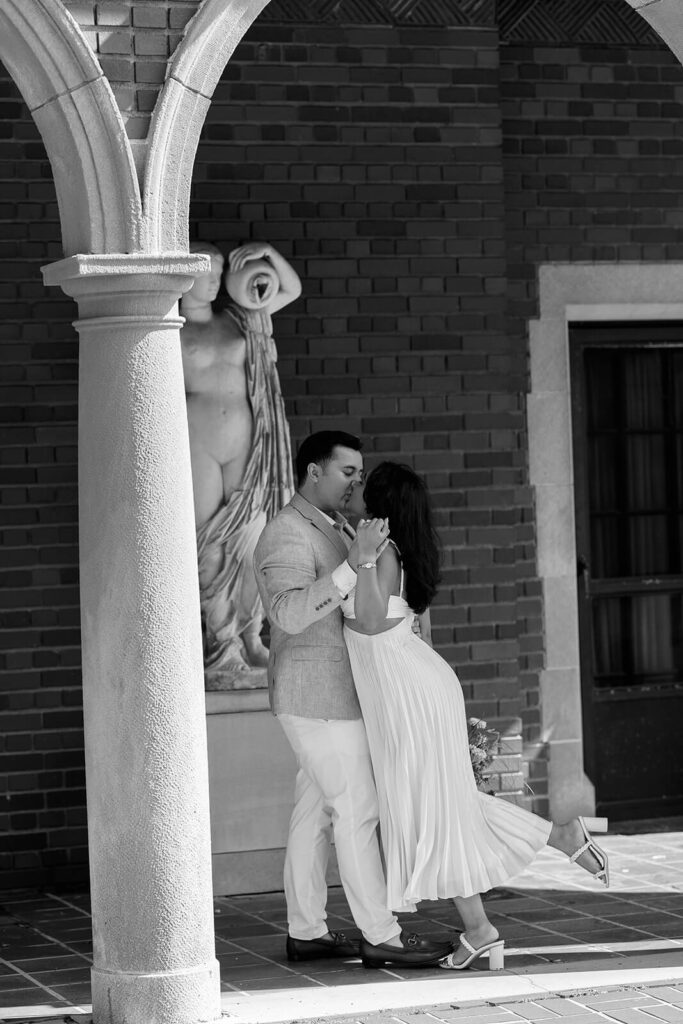 black and white engagement session Cranbrook Gardens