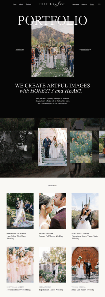 Showit Template Customization for Arizona wedding photographer